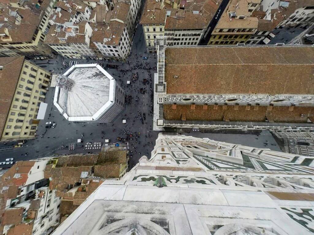 looking down the bell tower