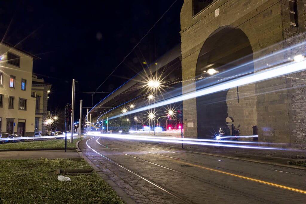 tram light trails